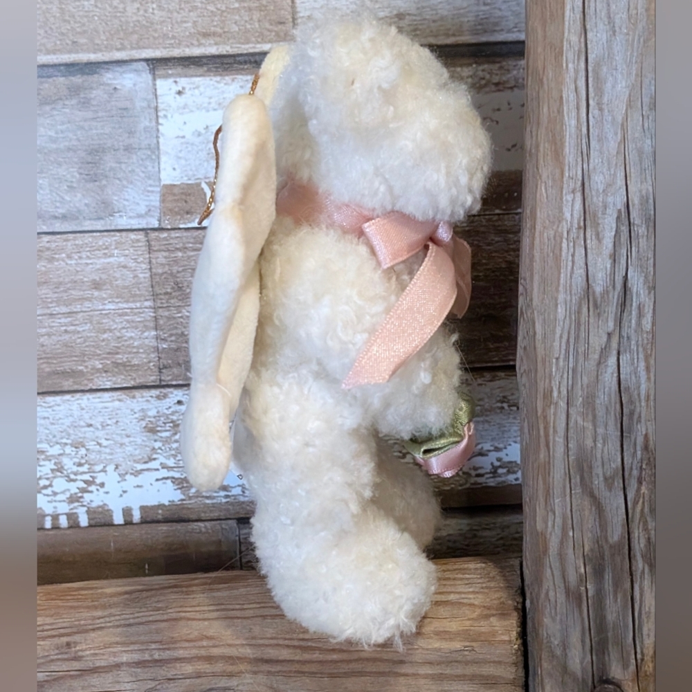 Boyds Bears The Ornament Collection White Plush Angel Bear With Pink Ribbon/Rose - Picture 4 of 9